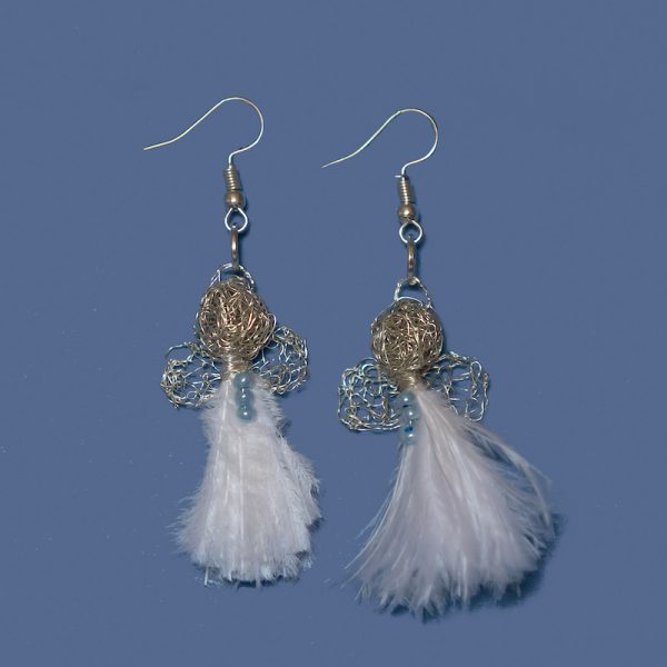 White Feathers and Silver Wire Juweel Earrings