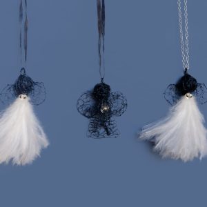 White Feathers Midnight Wire Juweel Pendant - Image 2