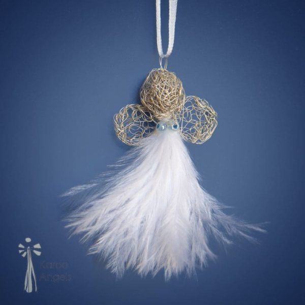 White Feathers and Silver Wire Sky Juweel Pendant